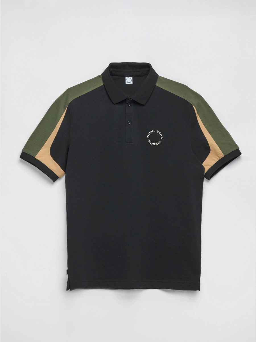 Футболка поло с цветным рукавом