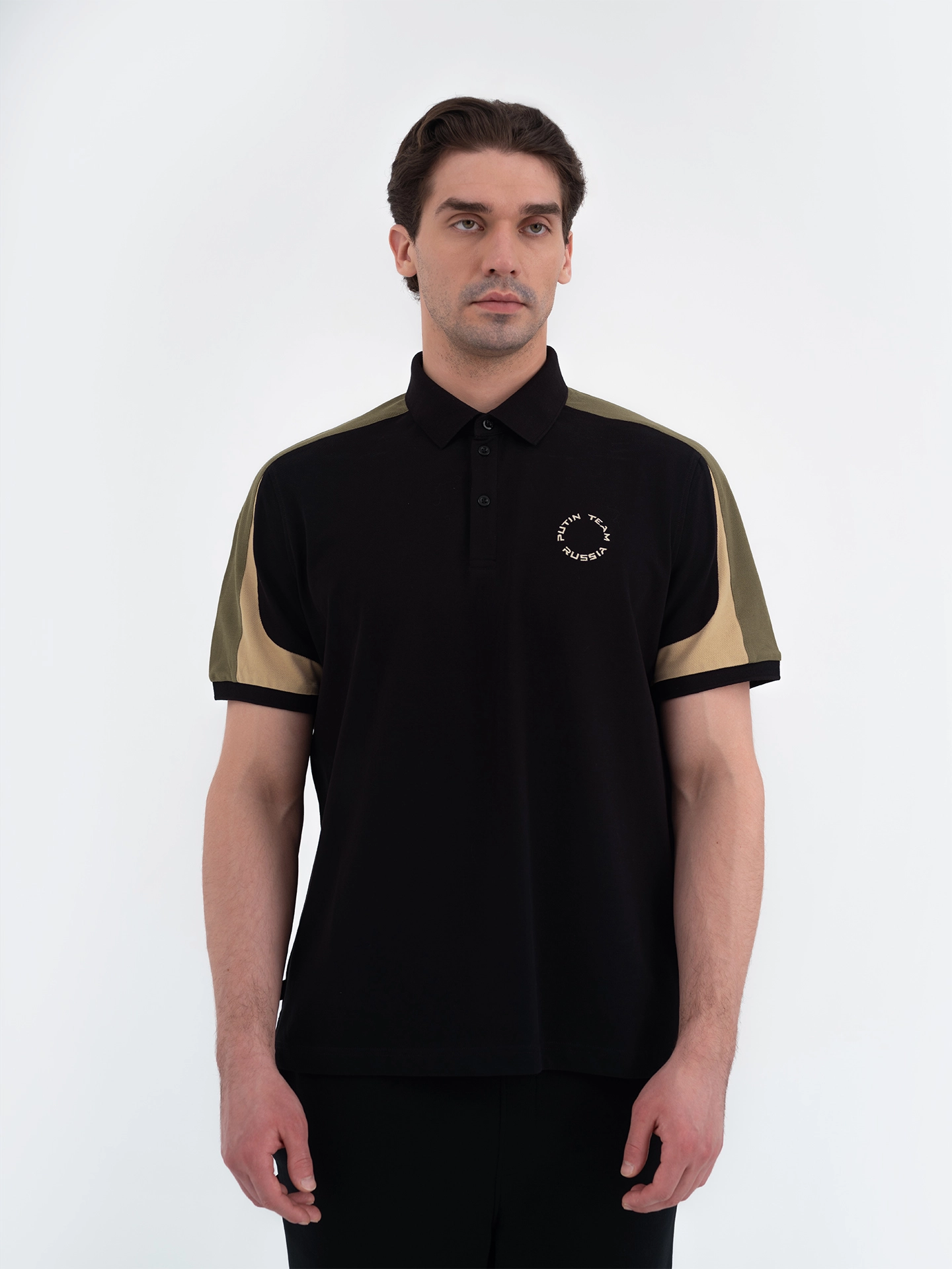 Футболка поло с цветным рукавом